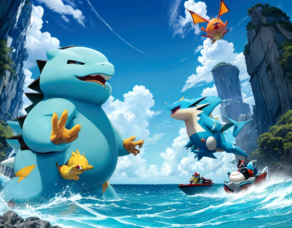 Create a vibrant and exciting thumbnail for a YouTube video about the upcoming Gigantamax update in Pokémon GO for 2025. Include large, eye-catching text with phrases like 'Gigantamax está Chegando!' and 'Prepare-se para 2025!'. Use images of Gigantamax Pokémon such as Charizard, Snorlax, and Lapras in their giant forms, with a dynamic background showcasing a raid battle. Make sure the thumbnail is colorful, engaging, and conveys the epic nature of the update.