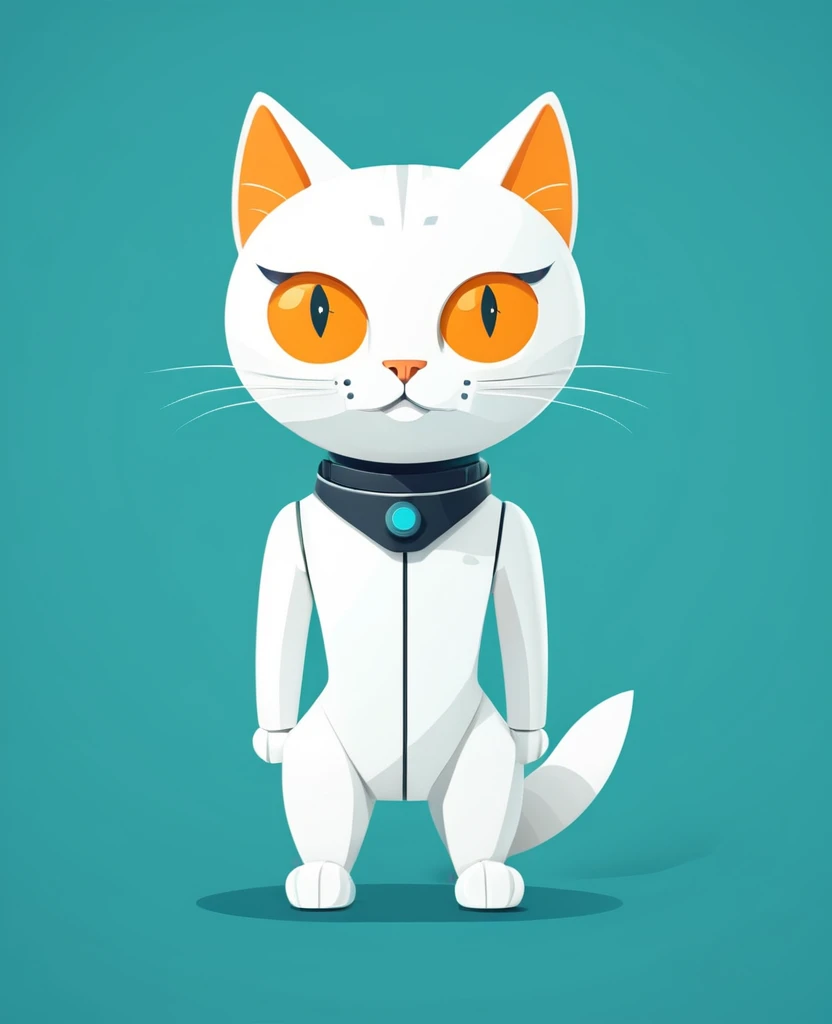 Robot  character cat flat design 