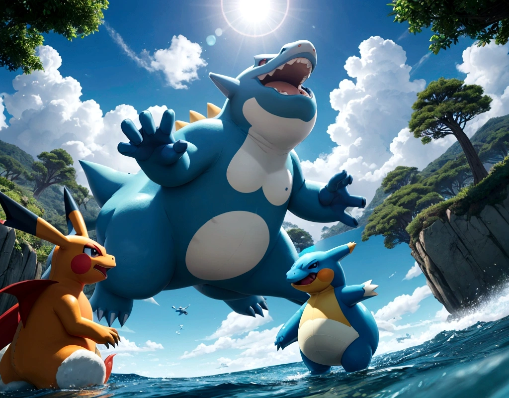 Create a vibrant and exciting thumbnail for a YouTube video about the upcoming Gigantamax update in Pokémon GO for 2025. Include large, eye-catching text with phrases like 'Gigantamax está Chegando!' and 'Prepare-se para 2025!'. Use images of Gigantamax Pokémon such as Charizard, Snorlax, and Lapras in their giant forms, with a dynamic background showcasing a raid battle. Make sure the thumbnail is colorful, engaging, and conveys the epic nature of the update.