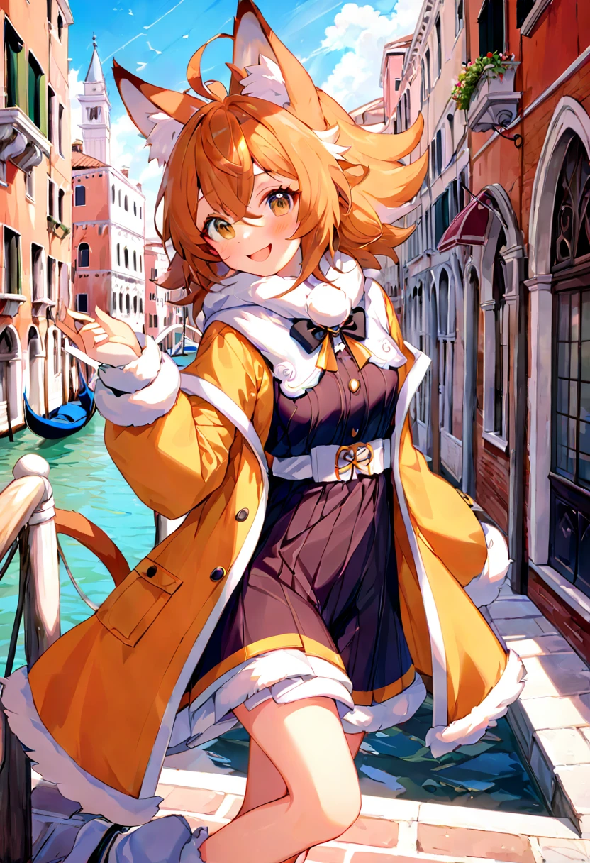 super high resolution, detailed background, Venezia, boy, girl, Happy, joyful, absurdres(Photos of solo travelers)(kemono, furry anthro),