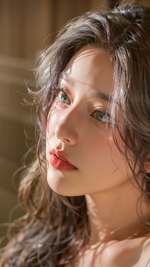 8K,1.5,ultra - detailed,masterpiece,Exquisitely, beautiful , gray hair, emerald green eyes