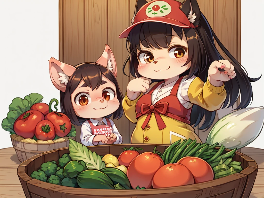 Pig Gorilla, Greengrocer, Kaoru Kumada , Welcome! , pop design , bold line , Fujiko Fujio style , troublemaker , Loved vegetables, and loved by vegetables , stuff one's cheeks