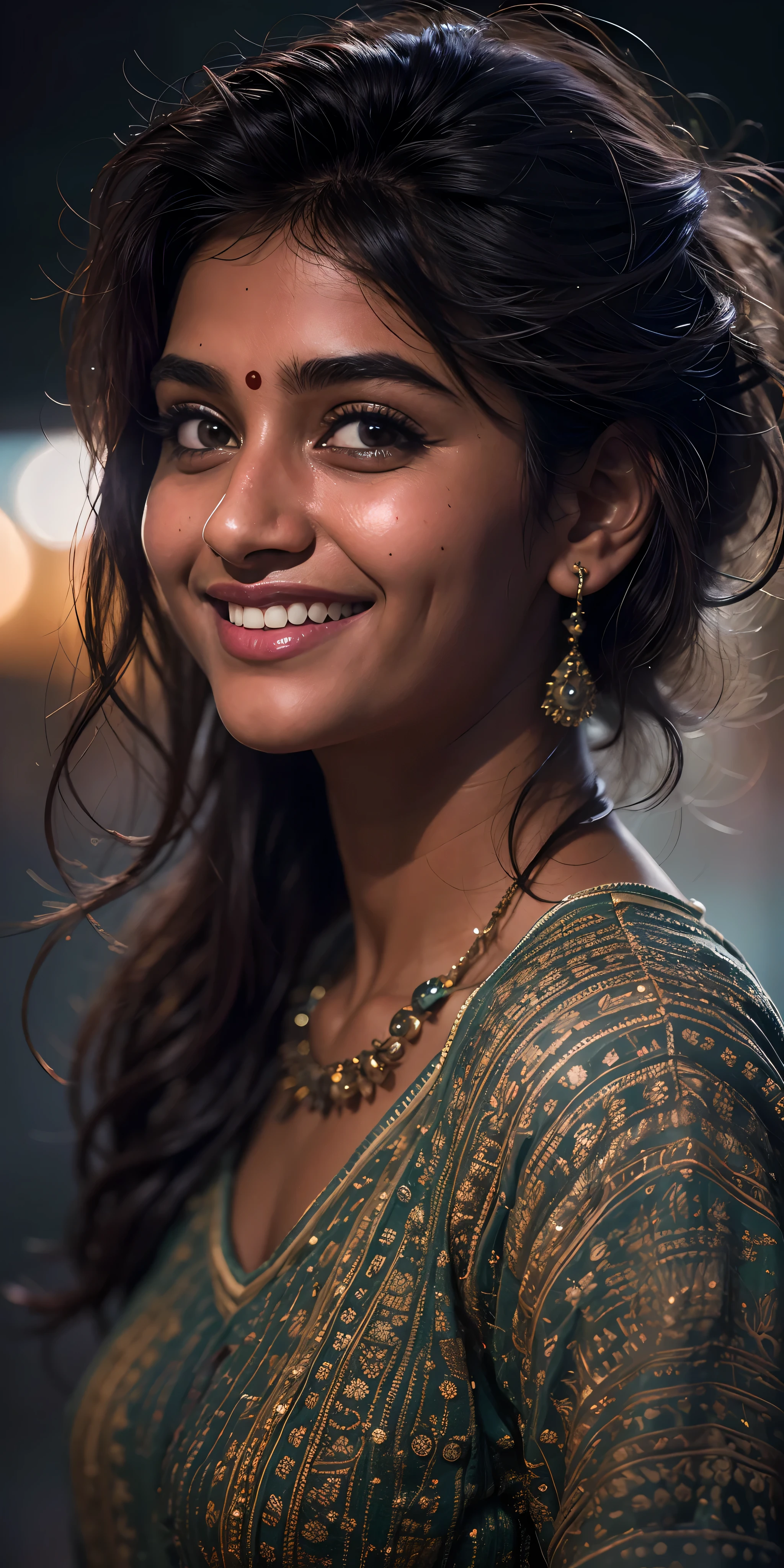1 indian girl, new delhi street,night, cityscape,city lights,upper body,close-up,smile,, (8k, RAW photo, best quality, masterpiece:1.2),(realistic, photo-realistic:1.37),