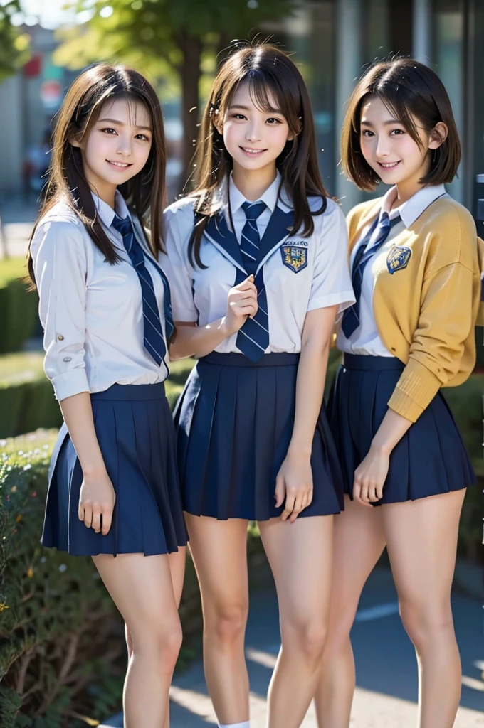 Three High School Girls,Wearing a uniform