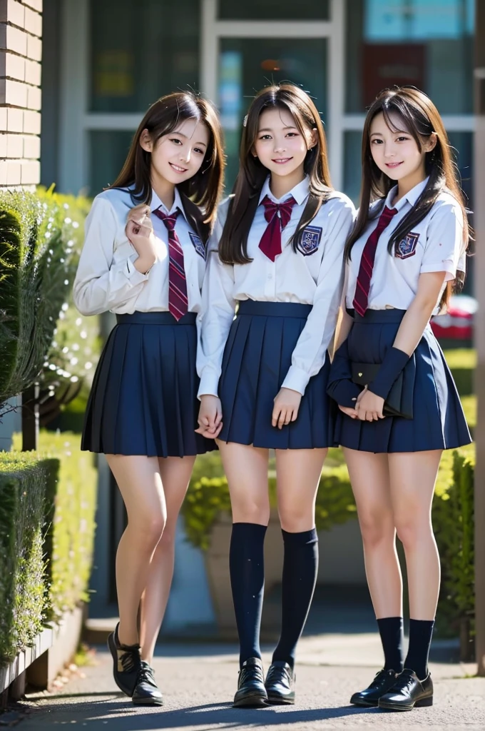 Three High School Girls,Wearing a uniform