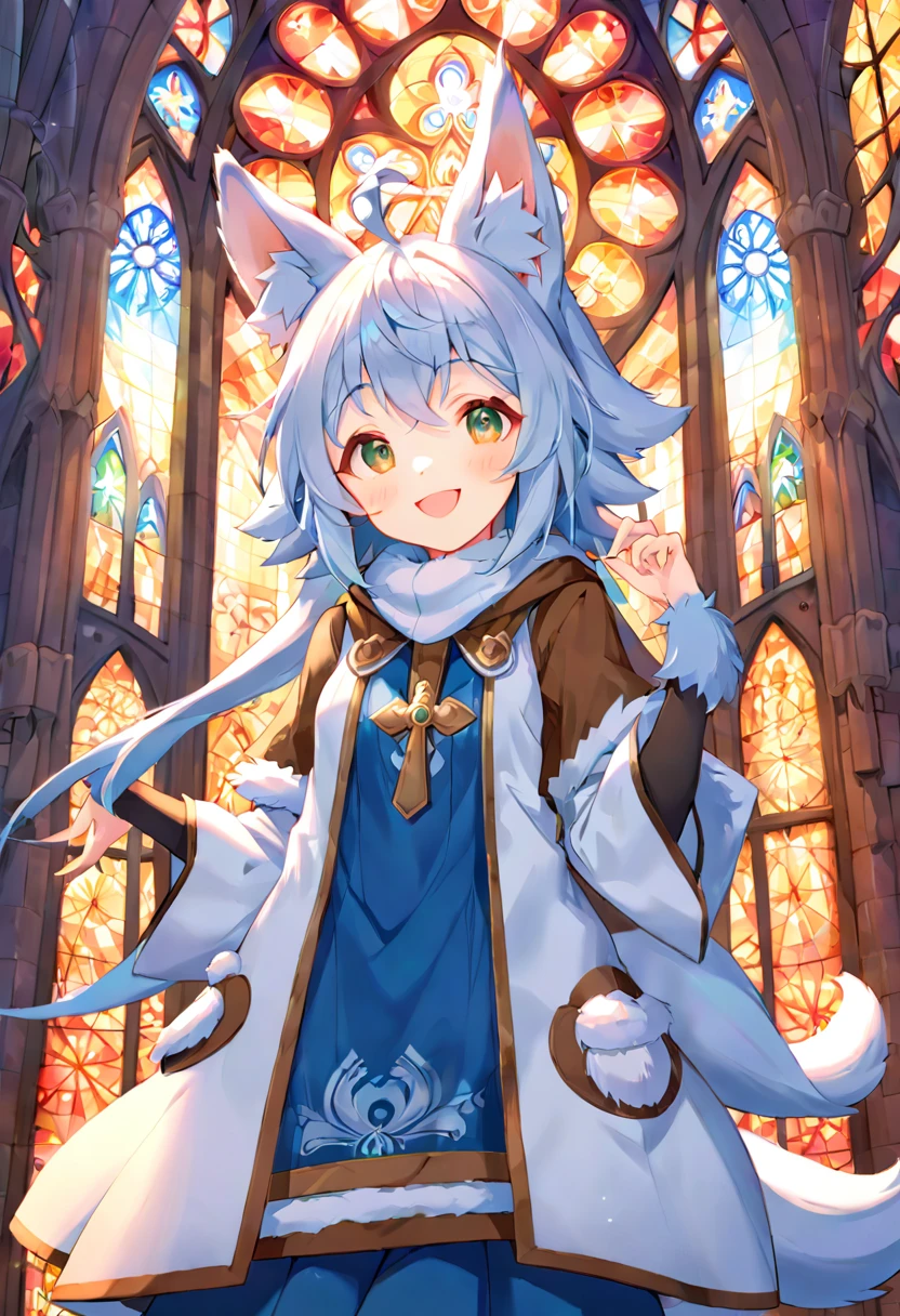 super high resolution, detailed background, Sagrada Família, boy, girl, Happy, joyful, absurdres(Photos of solo travelers)(kemono, furry anthro),