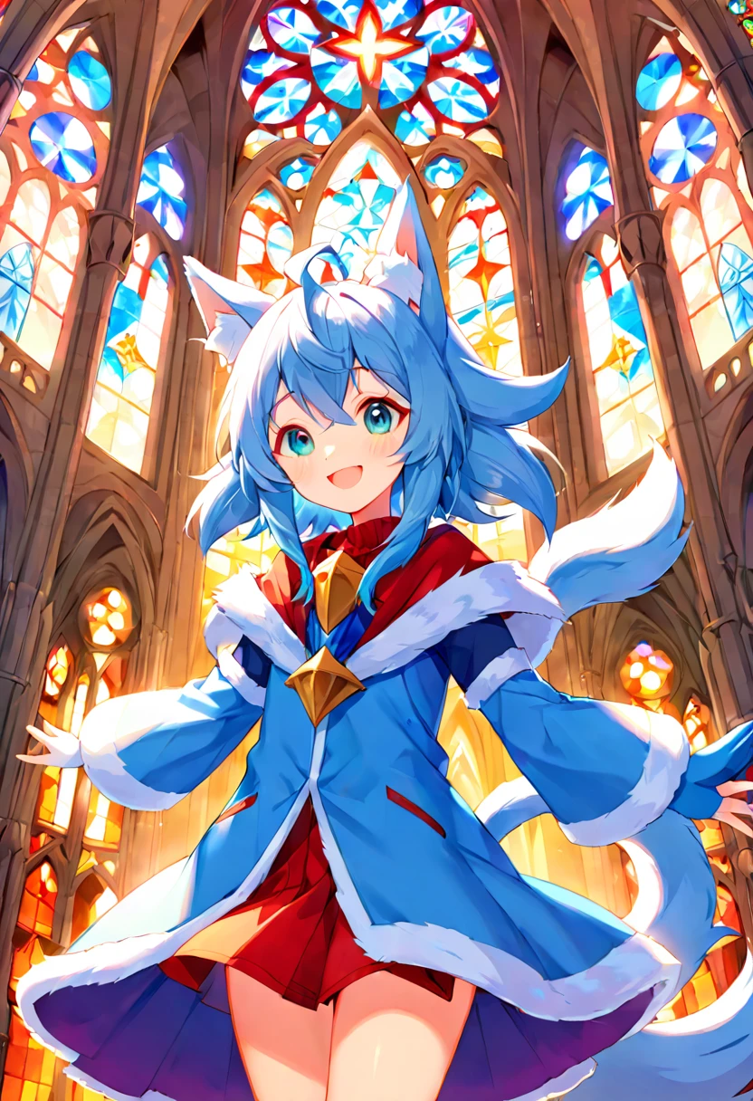 super high resolution, detailed background, Sagrada Família, boy, girl, Happy, joyful, absurdres(Photos of solo travelers)(kemono, furry anthro),