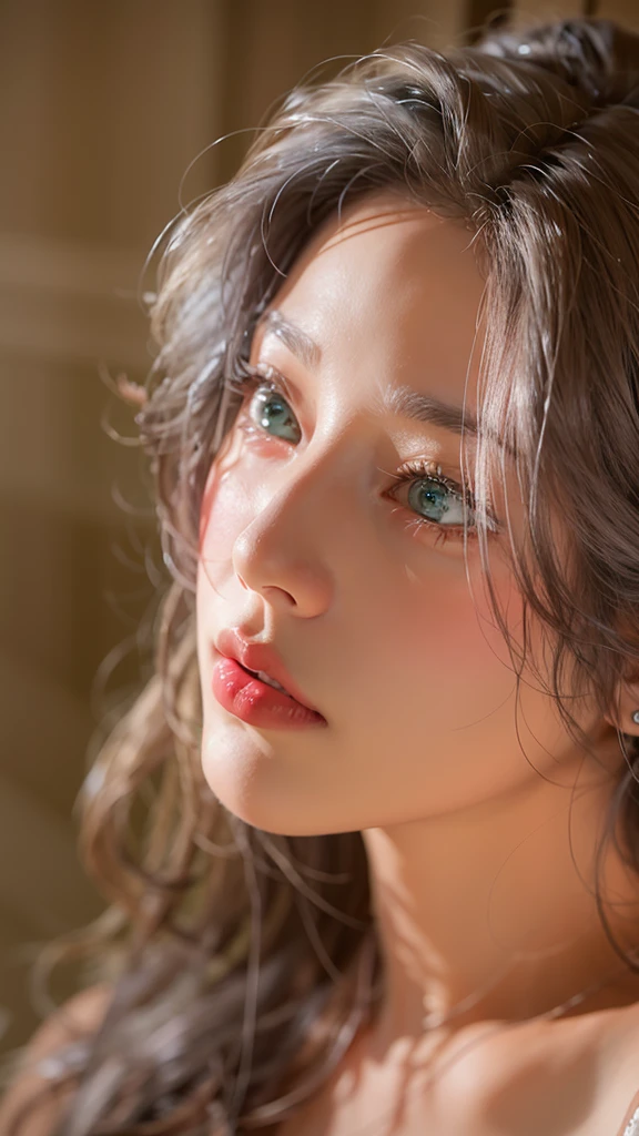 8K,1.5，ultra - detailed，​masterpiece，Exquisitely, beautiful , gray hair, emerald green eyes 