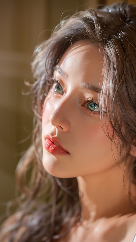 8K,1.5，ultra - detailed，​masterpiece，Exquisitely, beautiful , gray hair, emerald green eyes 