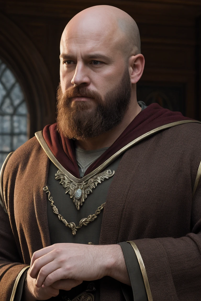 Highest Realistic Quality very Realistic 8KUHD very detailed highly photorealistic very realistic highly detailed closeup portrait photo of a Bald Realistic Ginger Sexy Daddy Hairy Bearded Bear Beefy Body Thick Buff Muscle Bear Chubby Beefy Buff Bodybuilder Muscle Bear Bald Ginger man wearing fully unbuttoned Open Hogwarts Dark Arts Black Professor Robes Outfit , Hogwarts Dungeon Classroom, 48 years old, very short thick chubby fat neck, 8K resolution very realistic detailed neck lines, 8K resolution very realistic neck, 8K resolution very realistic detailed neck, 8K resolution very realistic face, 8K resolution very realistic face details, 8k uhd, very high quality, hyper realistic, realistic attention to detail, Hogwarts Defense Against The Dark Arts, 8K resolution very Realistic Arms details, 8K resolution very realistic arms, 8K resolution very Realistic Hands details, 8K resolution very realistic hands, 8K resolution very Realistic Fingers details, 8K resolution very realistic finger, 8K resolution very realistic lips details, 8K resolution very realistic lips, and 8K resolution very realistic mouth details, 8K resolution very Realistic Body details, 8K resolution very realistic bellybutton, 8K resolution very realistic eyes, 8K resolution very realistic detailed eyes, 8K resolution very realistic body, 8K resolution very realistic pecs, 8K resolution very real realistic belly, 8K resolution very realistic chest, 8K resolution Very Realitic Men's Clothes Details, 8K Resolution Very Realistic Men's Clothes, 8K Resolution Very Realistic Hogwarts Robes, High Quality Detailed Photoshoot, packed with hidden details, realistic very defined details, Best Realistic High Quality, No Merged Arms, 8K very realistic excellent natural good lighting, 8K very realistic surrounding lighting