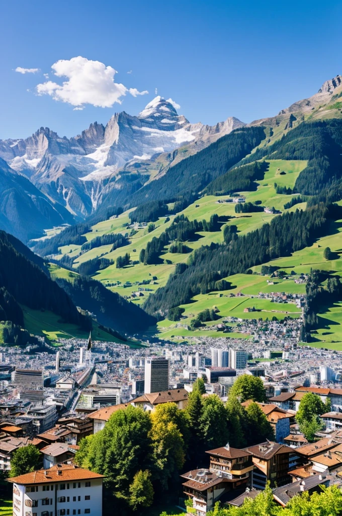 Swiss cityscape、The Alps