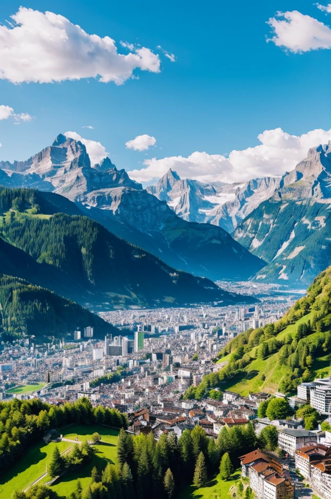 Swiss cityscape、The Alps