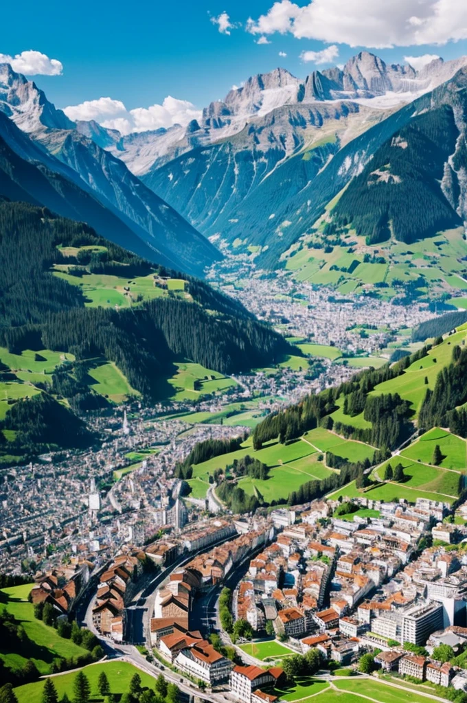 Swiss cityscape、The Alps