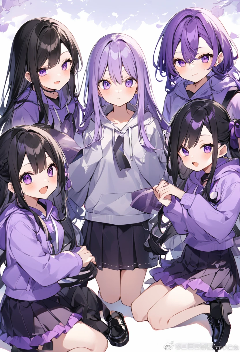 Keito。Purple Eyes。Purple Hair。Purple Skirt。Black shoes下。Black shoes。Purple hoodie。Keito。Purple Eyes。Black Hair。Purple Skirt。Black shoes下。Black shoes。Purple hoodie。long hair。5-people