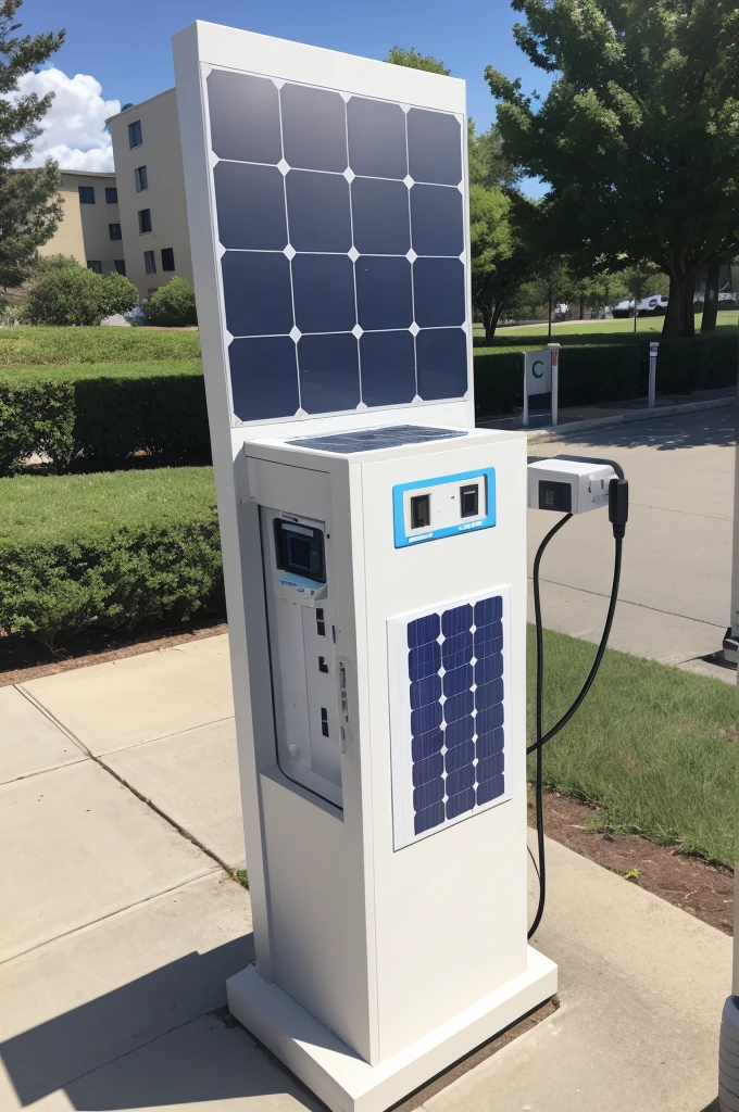 create a cell phone charging station that uses solar energy and accepts cash payments, card or pix