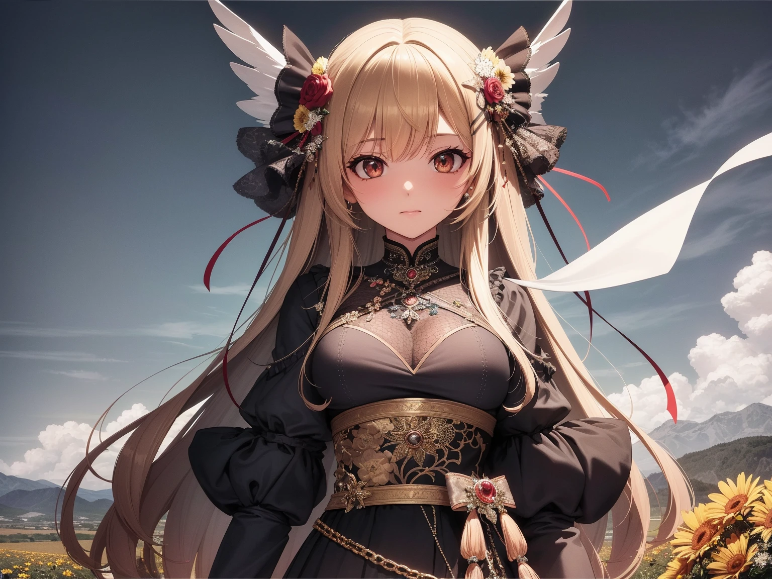 (masterpiece, Highest quality, Highest quality, Official Art, beautifully、aesthetic:1.2), (One girl), Very detailed,(Fractal Art:1.3),colorful,Most detailed,Upper Body, [race],[jewelry],[flower],[[butterfly]],