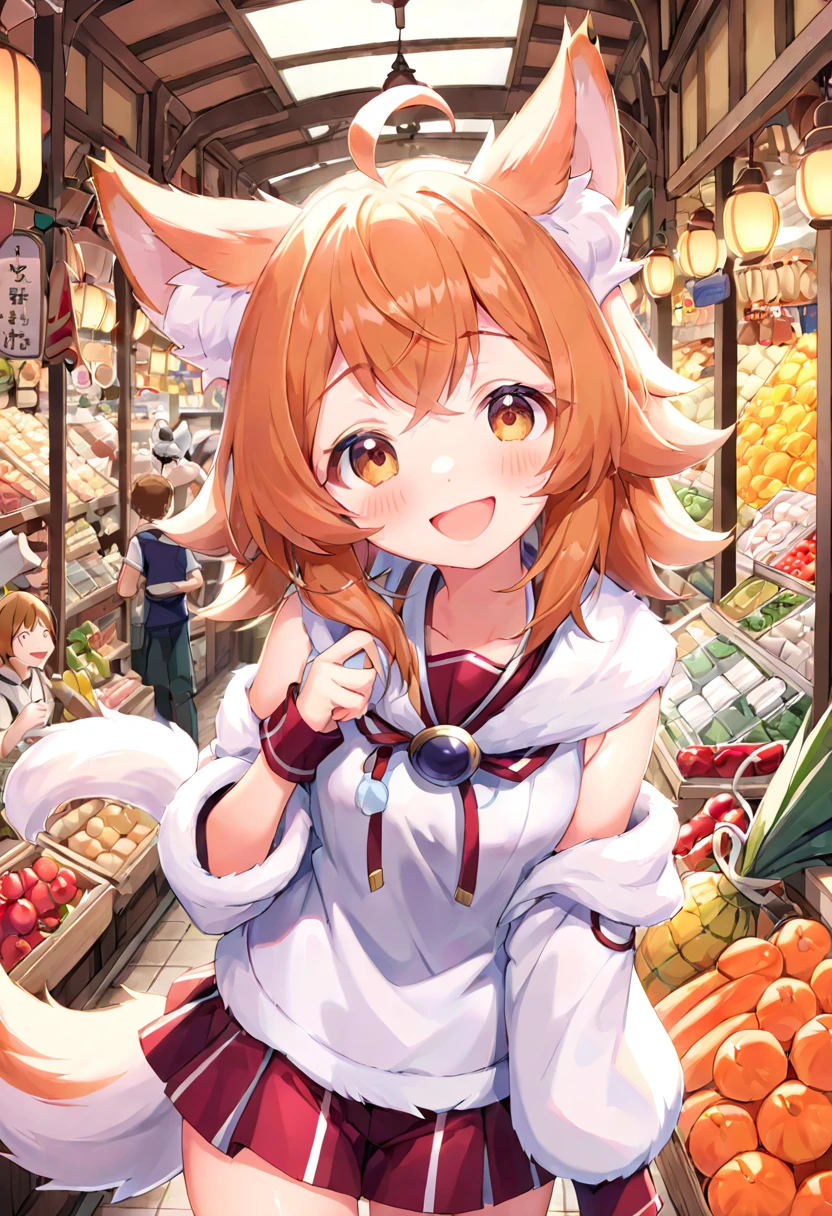 super high resolution, detailed background, Quim de la Boqueria, boy, girl, Happy, joyful, absurdres(Photos of solo travelers)(kemono, furry anthro),