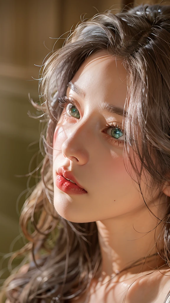 8K,1.5,ultra - detailed,masterpiece,Exquisitely, beautiful , white hair, emerald green eyes ,