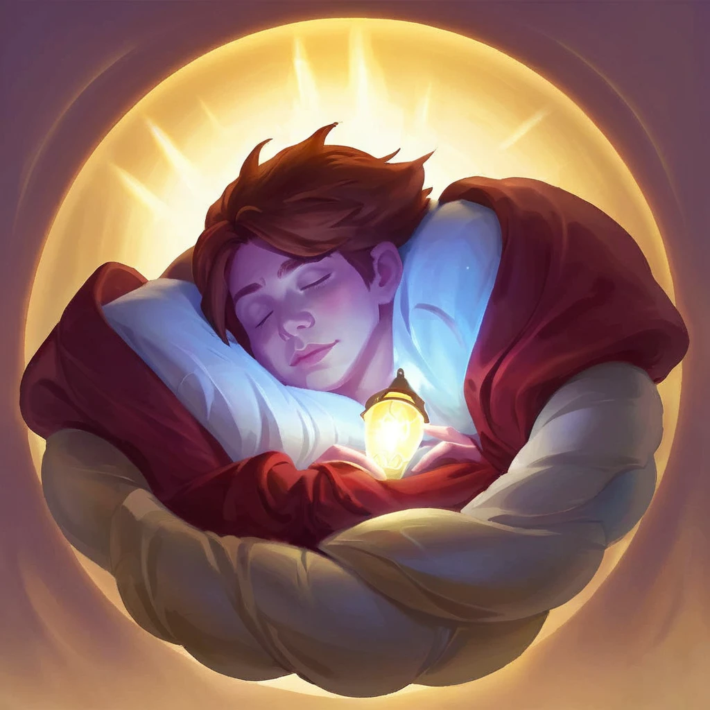 I want an icon of a character, sleeping and with a light above his head