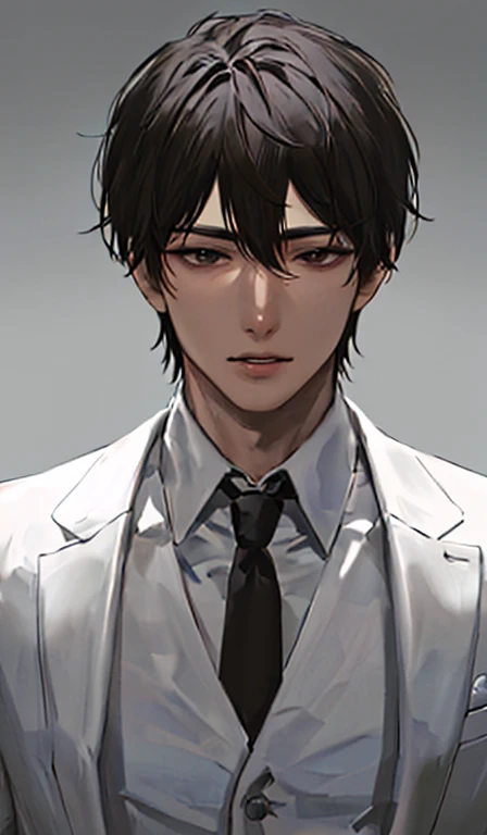1 person, Portrait, Beautiful and handsome, alone, lips,  focus man, Random color, look at viewer, short hair, gentle expression, suit.