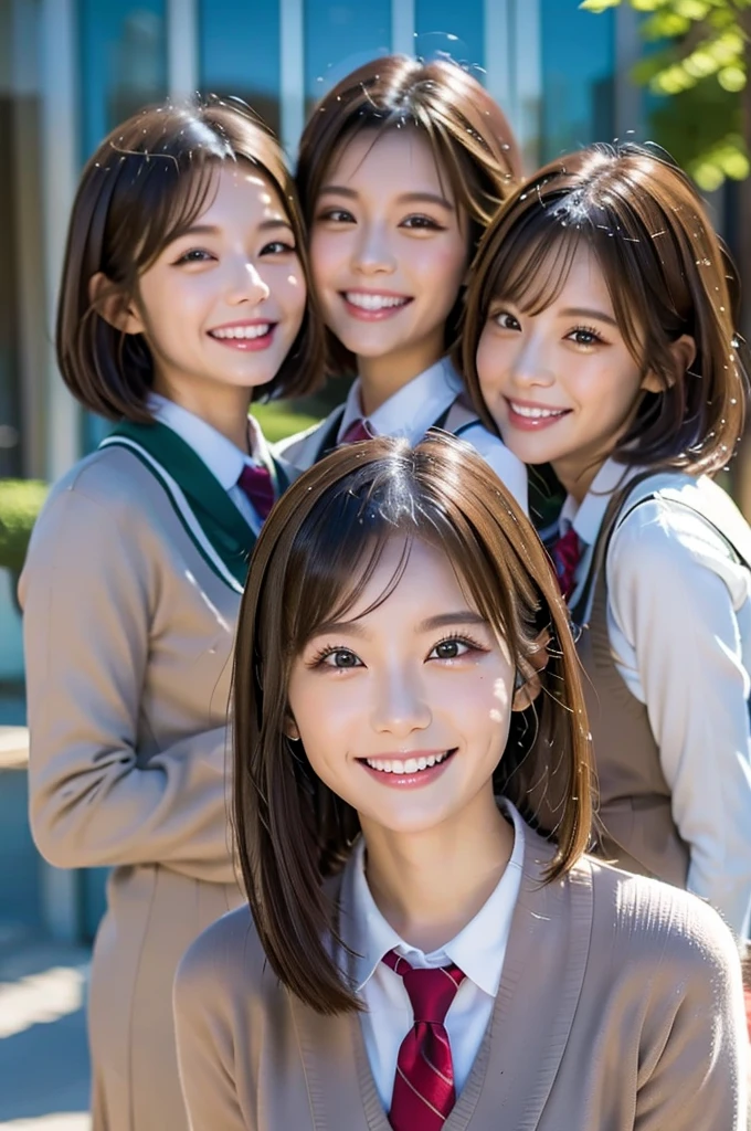 ３Beautiful women in school uniforms,3 girls,smile