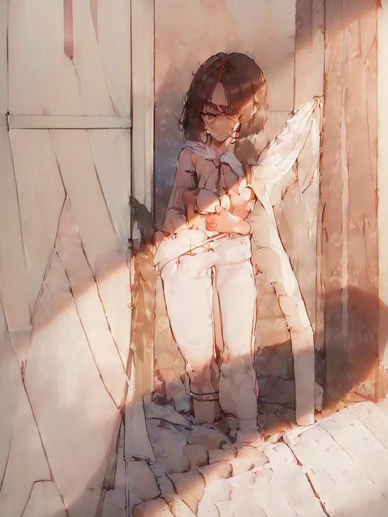 (((NSFW:1.3))) (((Full body view completely naked:2.4 Throwing clothes on the floor:1.9 Glare White panties:2.4))),(((Apartment room、Are standing:1.3 Anxious expression、Tea on the table:1.3)))Mid-length bob cut hair:1.9. Big breasts:1.6、(((1 Female:1.3))), (((Brown Hair:1.3. Wavy Hair:1.5. Bob Cut Hair:1.9 Round Eyes Beauty:1.3. Shapely breasts, brown eyes, side-swept bangs, red cheeks:1.3 Sweat:1.3)))、(((Top quality masterpiece high resolution perfect human body:1.3))),(((Sweat:1.3,cute:1.3)))