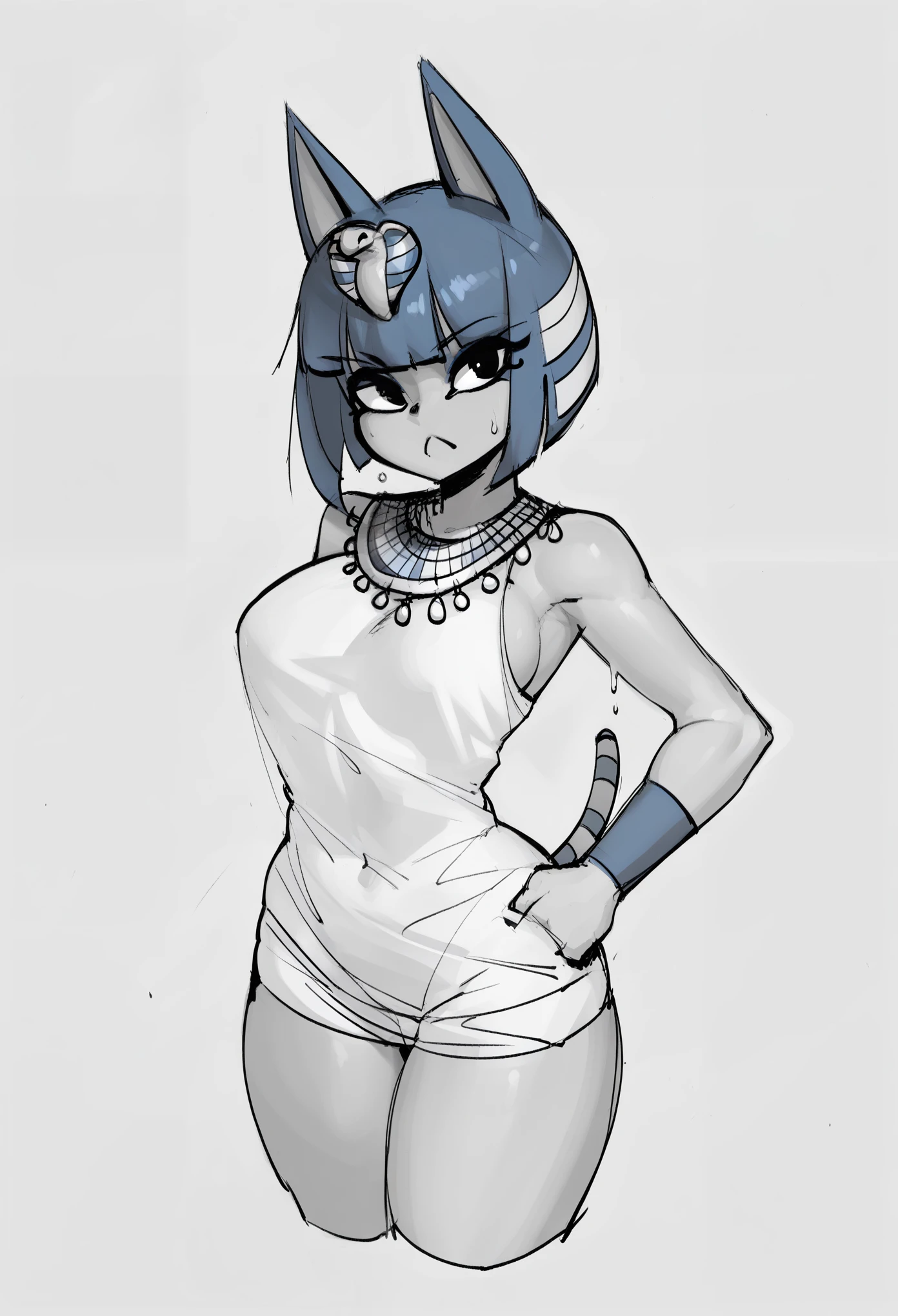 score_9, score_8_up, score_7_up, 1girl, abundant detailed hatching shading, monochrome, best quality, ankha (animal crossing)
