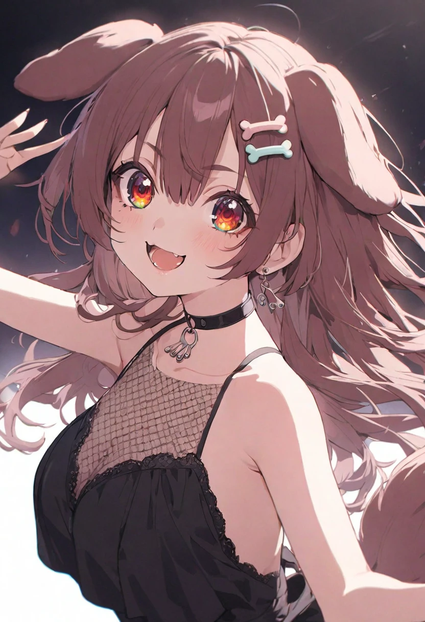 (muste piece), (best quality), very detailed eyes, expressive eyes, perfect face, very detailed face, highly detailed face, beautiful girl, 8K, beautiful girl, white background, delicate and beautiful face and eyes, dark intense shadow, 
1 girl, vtuber style, cool girl, hololive, Inugami Korone, dog ears, dog tail, see-through:evening dress, big chest, cropped shoulders, clavicle from behind, looking back, smile, (whole body), dancing, 