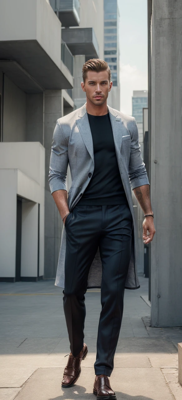 ((a handsome man, male model modern clothing, full-length portrait: 1.5)), (best quality, 4k, 8k, high resolution, masterpiece: 1.2), ultra detailed, (realistic, photorealistic, photorealistic : 1.37), HDR, UHD, studio lighting, ultra-fine painting, sharp focus, physically based rendering, extreme detailed description, professional, vivid colors, bokeh, dramatic lighting, cinematic compositing