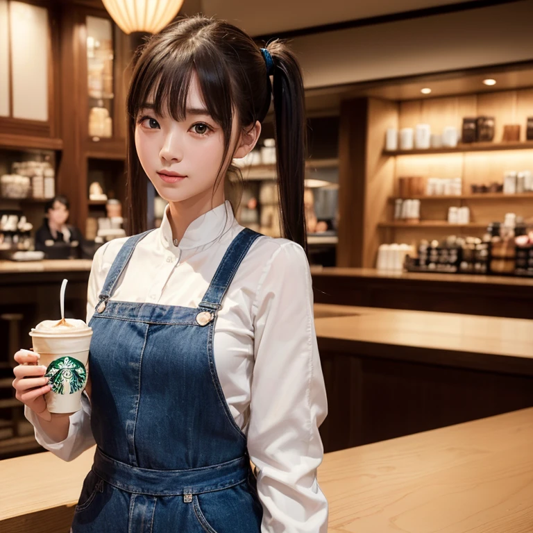 (masterpiece, Highest quality, shape, Subtle details, 8K:1.2),(非常に詳細な3D CG 8K 壁紙), (Highest quality), (Best Portrait Photography),(Starbucks Coffee),Twin tails,Beautiful sea