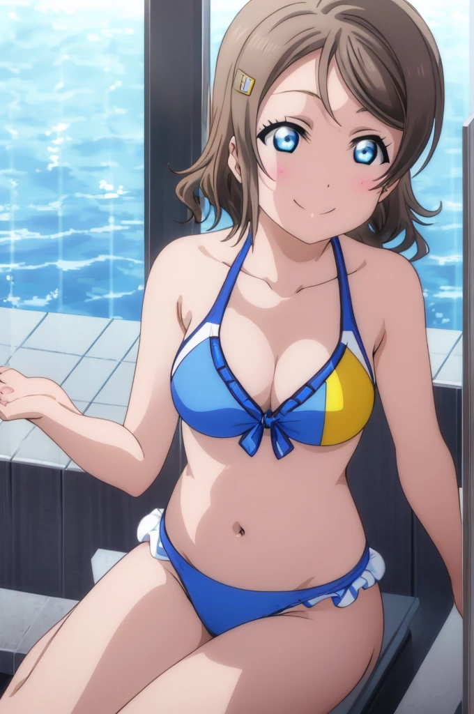 (((pixel-perfect, detail-perfect))), solo, 1girl, you watanabe, eyes azzur, smile, bikini, sauna, armpit, big filesize, ultra High Qality