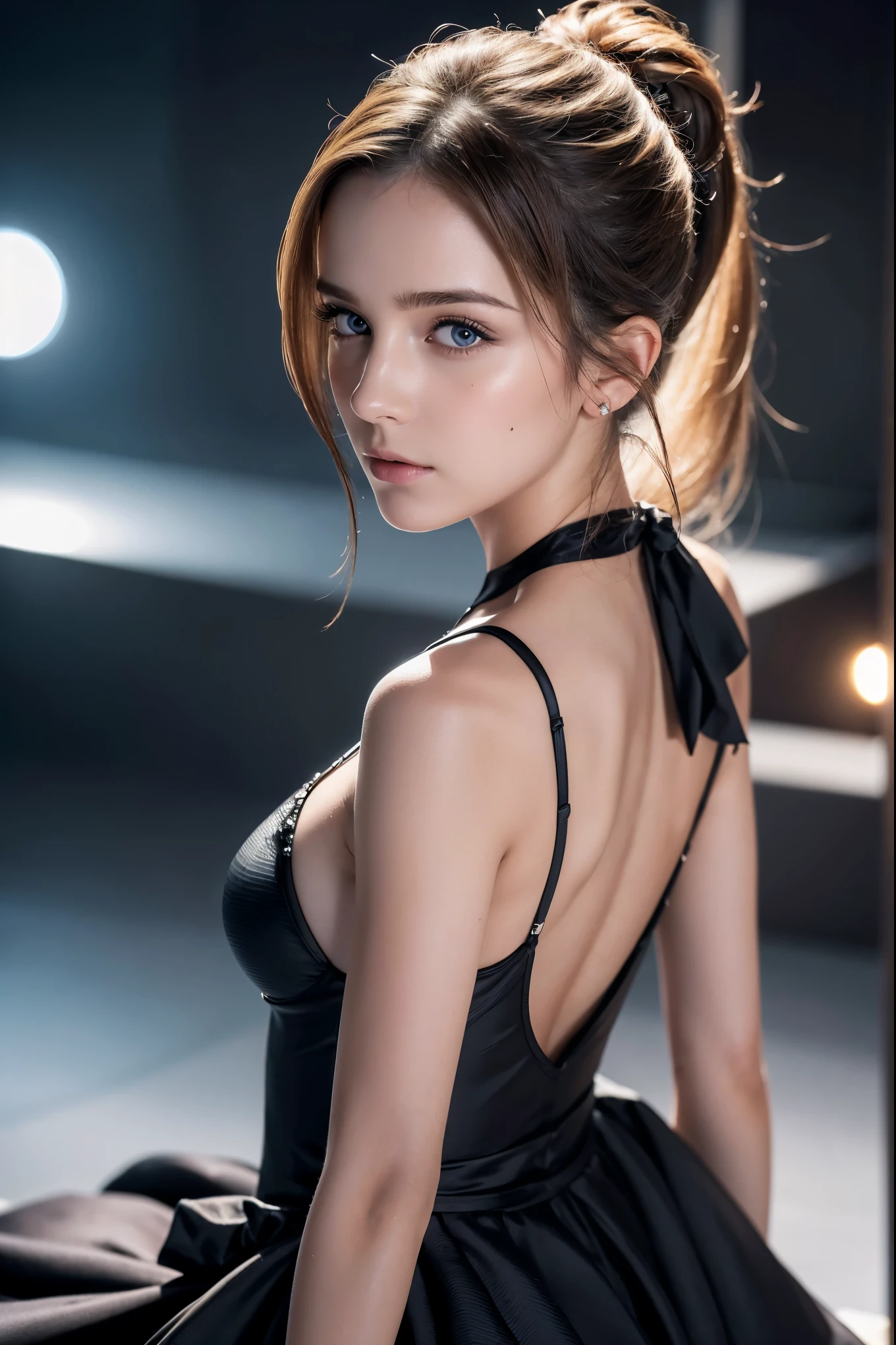 Close-up of a woman with a ponytail and a black dress, Emma Watson wearing fancy fish, Emma Watson, photo of Emma Watson in swimsuit, Emma Watson wearing a swimsuit, Emma!! Watson!!, photo of Emma Watson, of Emma Watson, Emma Watson as driada, face of Emma Watson, Emma Watson as blond aphrodite, clear portrait of Emma Watson, {{{{{{{(masterpiece, .CGI:1.4),(8K raw photo, best quality, masterpiece:1.2) super detailed official art,photorealistic:1.37, (outstanding, professional),masterpiece,best quality,ultra detailed,highres,high-resolution,4K,4Kportrait,8K,8Kportrait,unity8Kwallpaper,extremely detailed CG,realistic,RAW photo,real person,portrait photography,photorealistic,shiny skin,detailed skin,(((dynamic angle full body
and dynamic angle wide shot
and dynamic angle close-up
and dynamic angle upper body
and dynamic angle from above
and dynamic angle from behind
and dynamic angle from below
))),{{{{supermodel }}}},{{{{Photorealistic:1.4}}}}, beautiful detailed, highly detailed eyes and face, beautiful detailed eyes, ridiculous, incredibly ridiculous, super detailed, high resolution, highly detailed, top quality, masterpiece, illustration, highly detailed, CG, unified, 8K wallpaper, amazing, fine detail, masterpiece, top quality, highly detailed CG unified 8K wallpaper, face light, movie lighting,surrealistic female portrait, magic lights, 32K resolution, action poses, realistic photography, dynamic lighting, art station, volume lighting, highly detailed face, awarded, shadows}}}}}}}