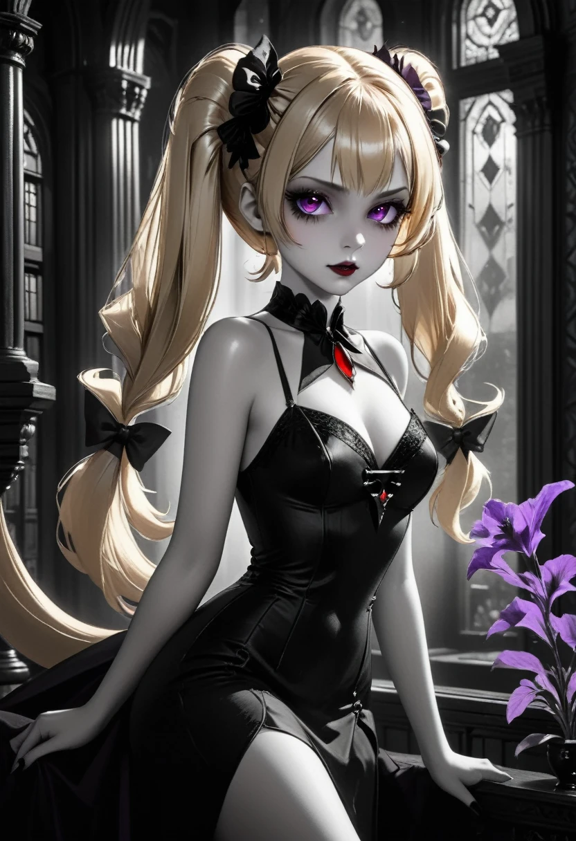 Very sexy very pale-skinned vampire from overlord anime in a full body photo, sexy, peitos grandes, muito sensual, pele super branca, pale skinned, ela esta envolvida na neblina em um castelo antigo e sombrio. A perfect and definitive idol that captivates everyone,olhos brilhantes super detalhados sem defeitos, lugar sombrio e misterioso. Realista Overlord Anime Setting, Dramatic and sinister nighttime ambient lighting giving an air of suspense and horror movie, cabelos longos roxos, uma linda vampira de olhos vermelhos, Todo mundo se apaixona por ela、chifres, , beleza ecotica, A very cute female idol at the age of 20, Pale Pele、Olhar ganancioso convidando um homem、cabelos roxo、cabelos desgrenhados、cabelos intrincados、９Perfect head and body figure、Linha de Corpo Perfeita、 Figura fina、、Enfatizar a clivagem、Tiroteio RAW、photorealistic cinematic render、hyperrealistic rendering、foto retrato、night time render、Fotos gerais coesas、texturas de pele realistas、alta qualidade、alto detalhado、mais alta qualidade、alta resolubilidade、HDR 8K、Rastreamento de raio、canon, NSFW