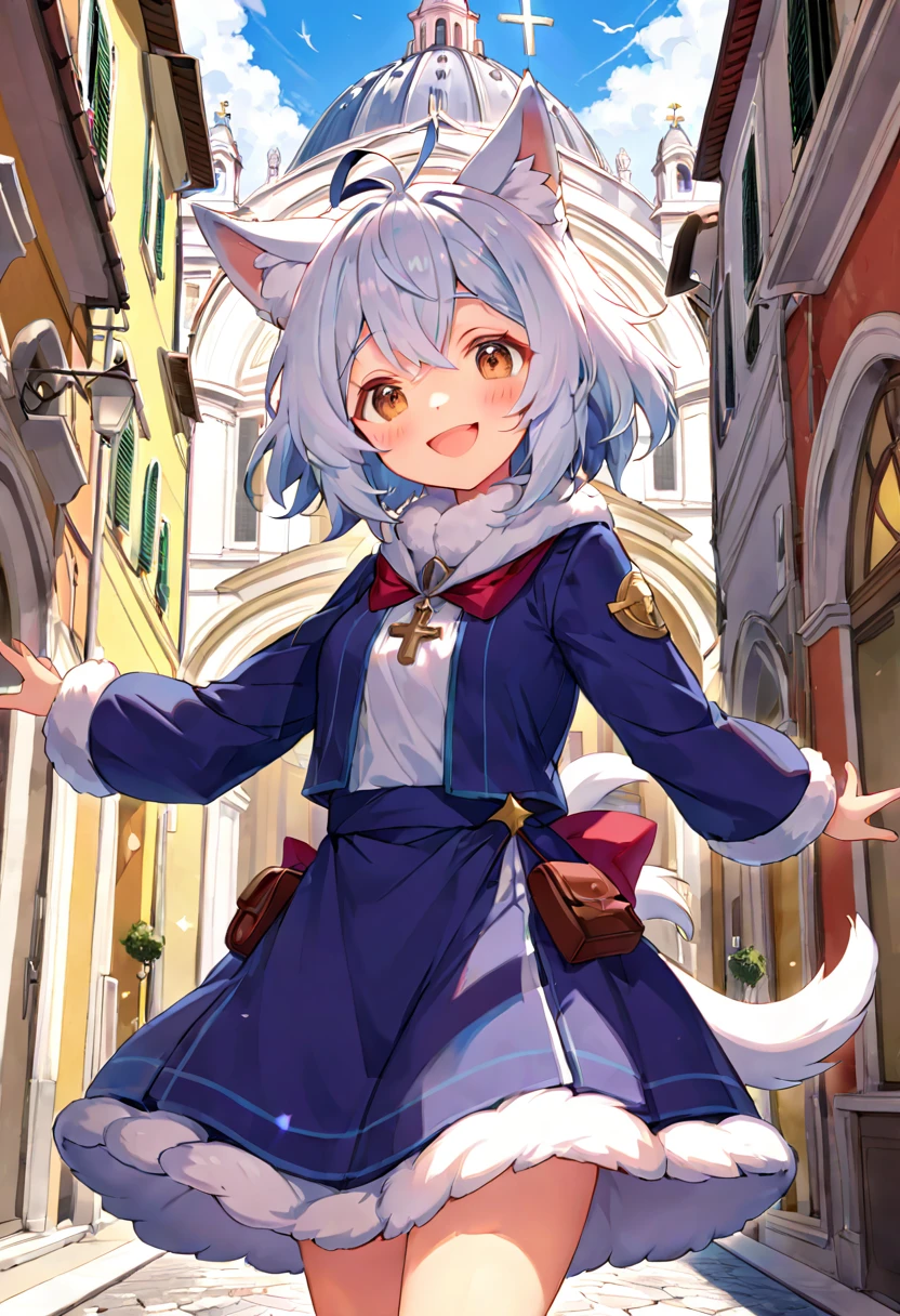 super high resolution, detailed background, San Pietro, 1girl, Happy, joyful, absurdres(Photos of solo travelers)(kemono, furry anthro),