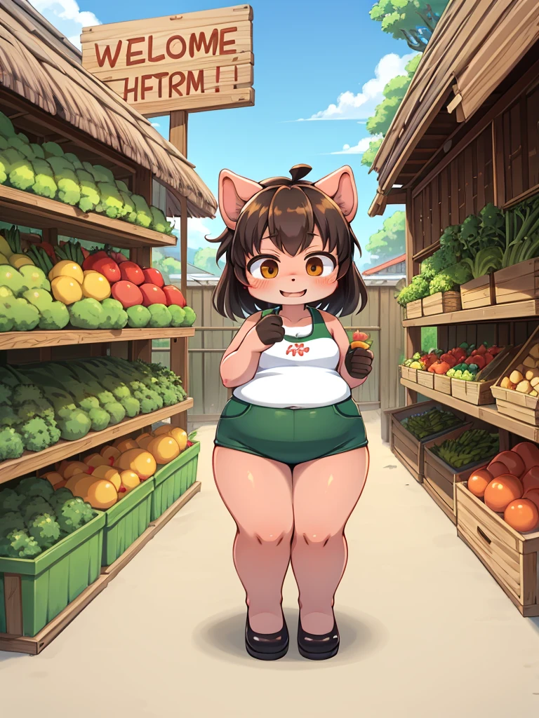 Pig Gorilla, Greengrocer, Kaoru Kumada , Welcome! , pop design , bold line , Fujiko Fujio style , troublemaker , Loved vegetables, and loved by vegetables , stuff one's cheeks