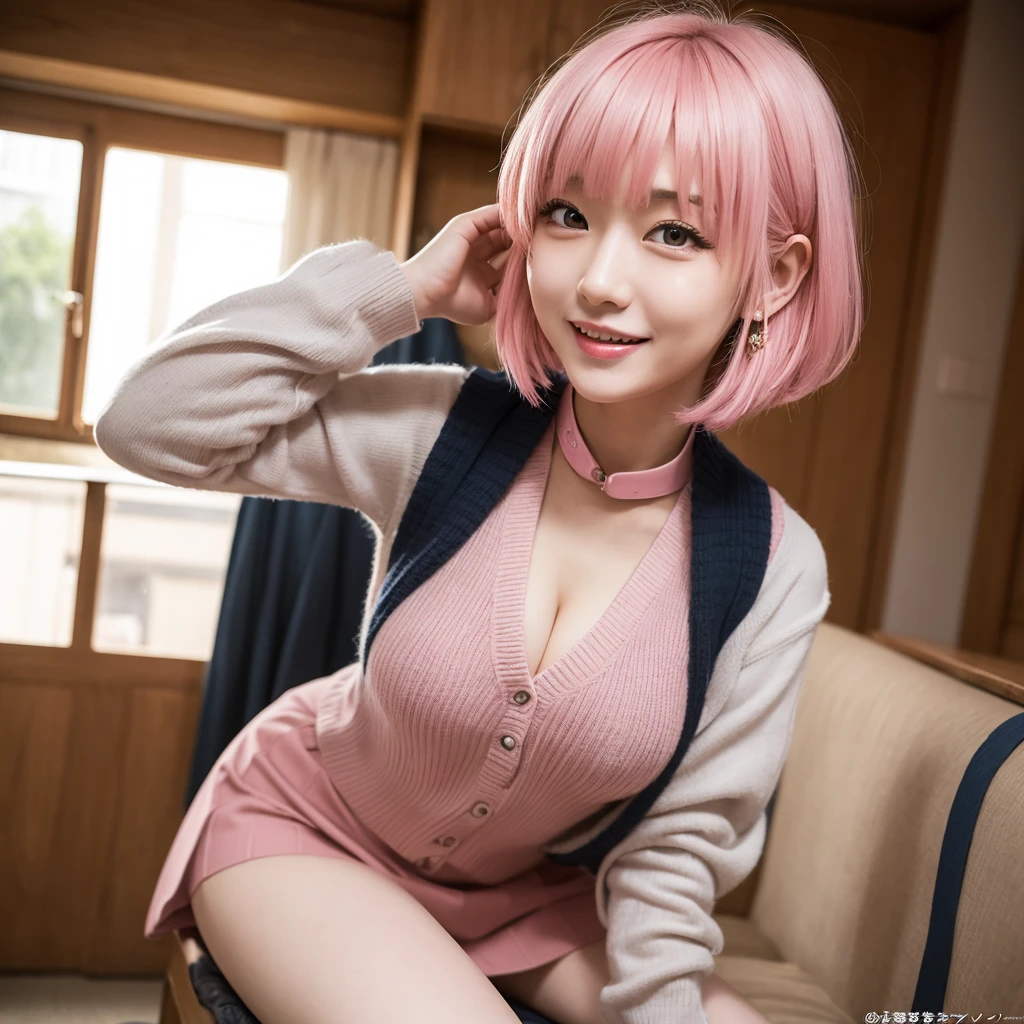 YabukiKentarou, love〜fart, score_9, score_8_superior, score_7_superior BREAK
momo velia deviluke, Pink Eyes, Pink Hair, short hair, Mid-chest, , skirt, Sweater vest, View your viewers, A light smile, superiorper body, 
masterpiece, Highest quality, so beautiful, Absurd, Straight, Ahegao,nsfw semi nude
