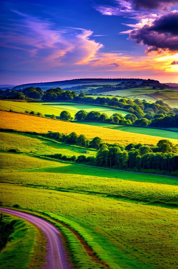 Original landscape,Sky and clouds,Tyndall effect,A country road,Colorful hot air balloon,Tyndall effect,Tyndall effect,High quality desktop wallpaper, Verdant forest, Detailed field properties, Beautiful English countryside, Stunning scenery, Rolling Hills, Landscape Wallpaper, Lush countryside, Green forests, Stunning scenery, Green fields in the background, High quality wallpaper, Beautiful wallpapers,Ultra high quality,Ultra HD,Ultra-high resolution