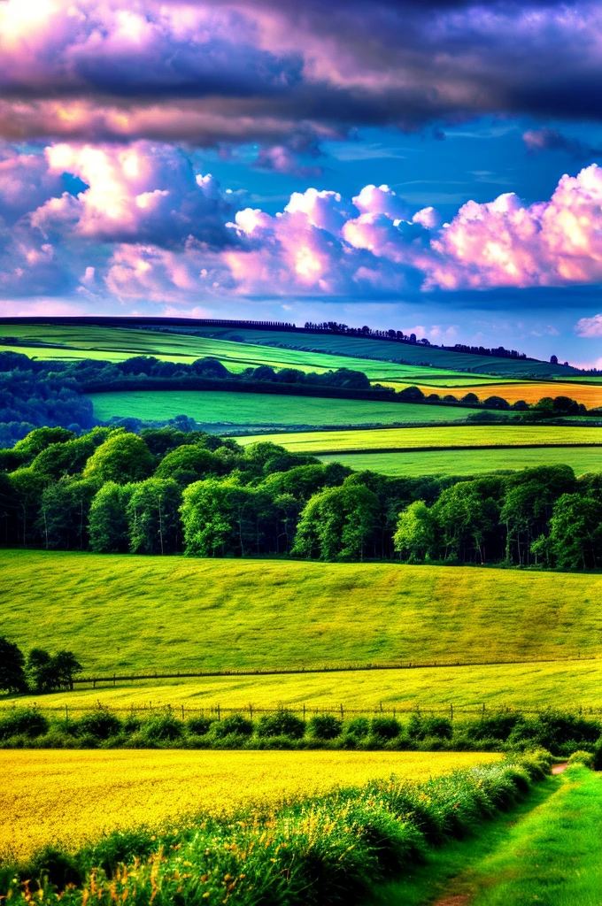Original landscape,Sky and clouds,Tyndall effect,A country road,Colorful hot air balloon,Tyndall effect,Tyndall effect,High quality desktop wallpaper, Verdant forest, Detailed field properties, Beautiful English countryside, Stunning scenery, Rolling Hills, Landscape Wallpaper, Lush countryside, Green forests, Stunning scenery, Green fields in the background, High quality wallpaper, Beautiful wallpapers,Ultra high quality,Ultra HD,Ultra-high resolution