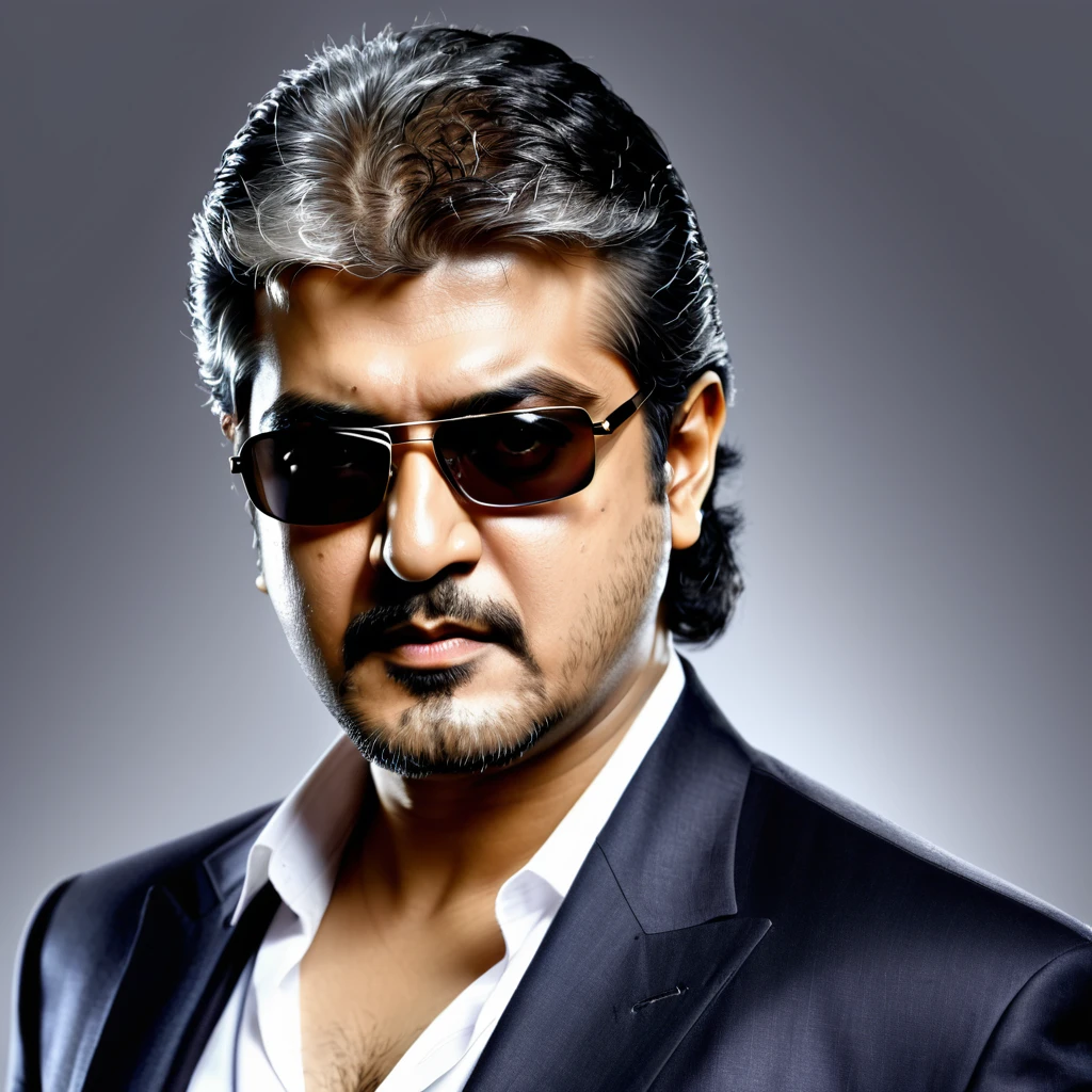 Create a portrait of actor ajith kumar as yakuza