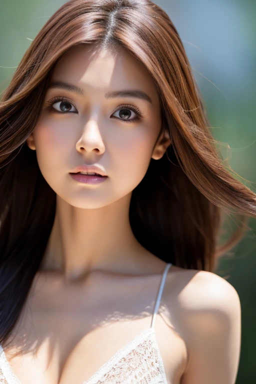 1female\(Skinny Japanese woman, age of 30, cute face, detailed face, eye color brown, detailed eyes, long straight hair, black, small breasts, very thin waist, slender legs, perfect human body structure, dynamic pose, wearing beautiful heart neck dress, looking away\), BREAK, background\(castle, seashore\), BREAK, quality\(8k, wallpaper of extremely detailed photo, masterpiece, high resolution, top-quality, top-quality real texture skin, hyper realisitic, increase the resolution, RAW photos, best qualtiy, highly detailed, cinematic lighting, ray trace, golden ratio\), Portrait, face close-up