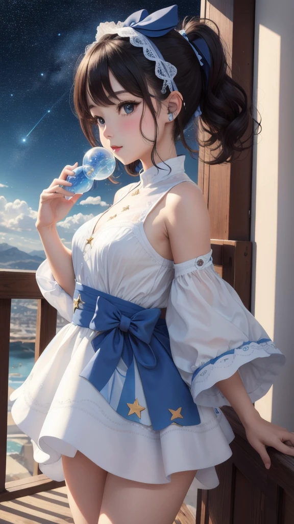 masterpiece, best quality, 1girl, starry,air bubble