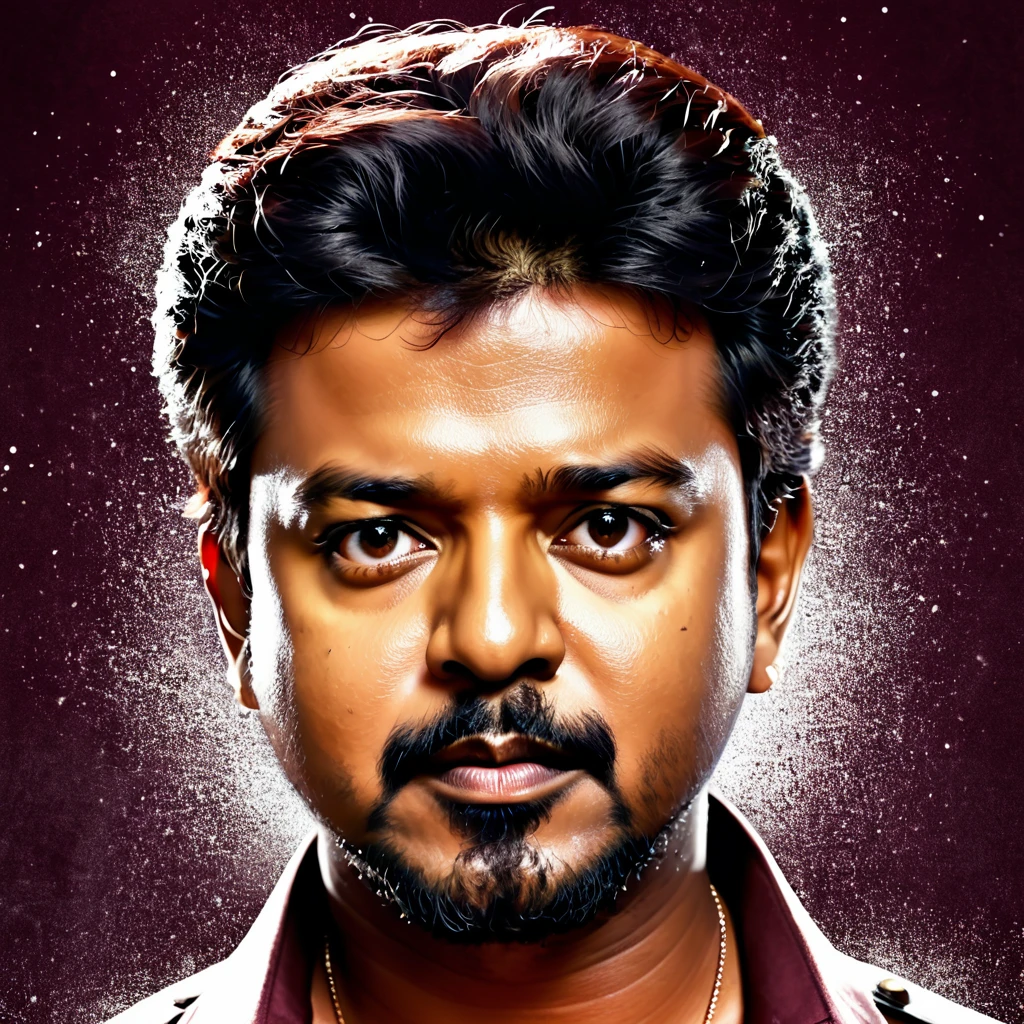 Create a portrait of actor thalapathy vijay as gangster 