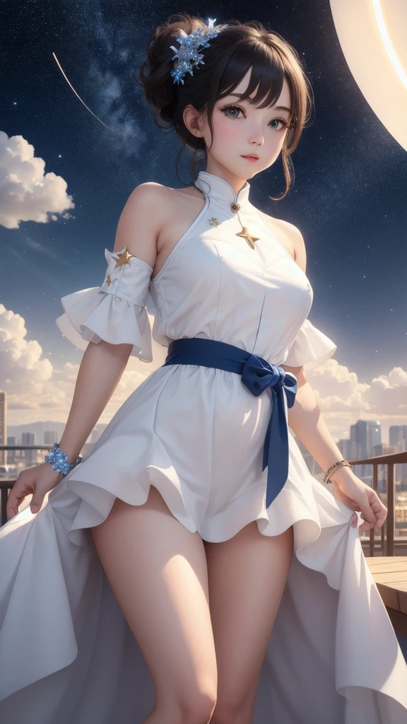 masterpiece, best quality, 1girl, starry,air bubble