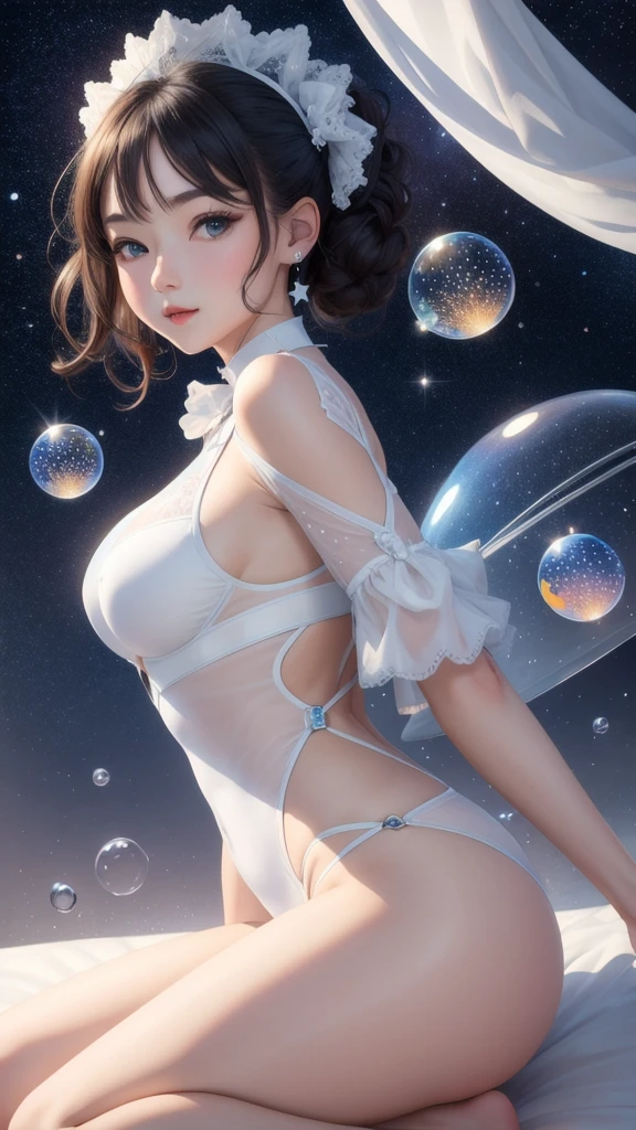 masterpiece, best quality, 1girl, starry,air bubble