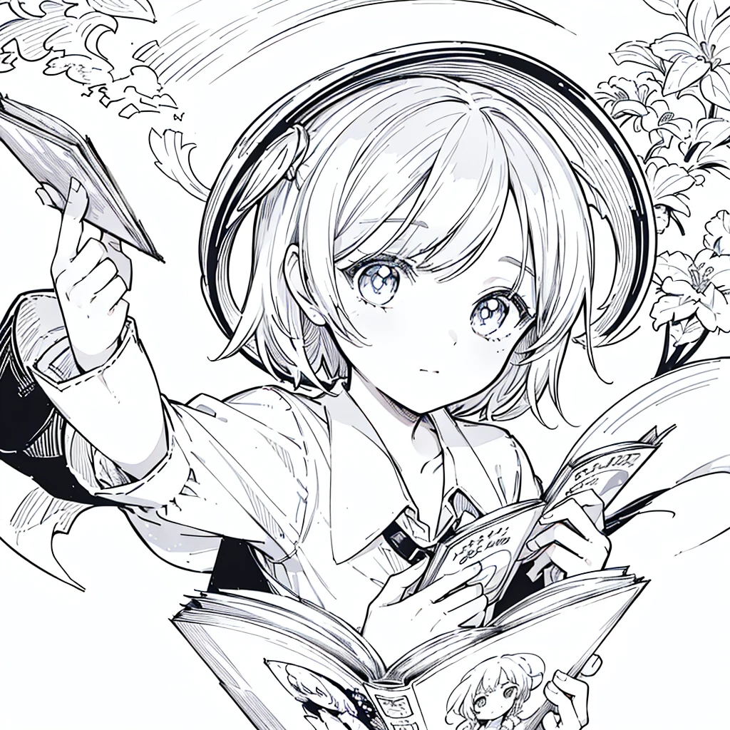 A girl,close up, wearing white shirt, reading a book, (best quality:1.3), (highres:1), (detailed:1.3), (incredible:1.3), (perfect:1.3), (perfection:1.3), (illustration:1.3), she's getting fun while reading it, dynamic on scene