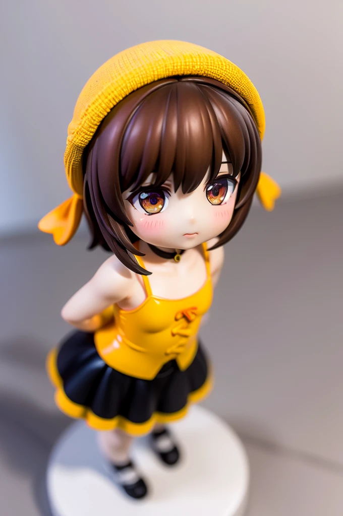 a close up of two figurines of a woman in a yellow outfit, hanayamata, rin, ecchi, ( highly detailed figure ), pvc figurine, aoshima chiho, hinata hyuga, anime figurine, nagatoro, the anime girl is crouching, by Kentaro Miura, anime figure, beautiful anime girl squatting