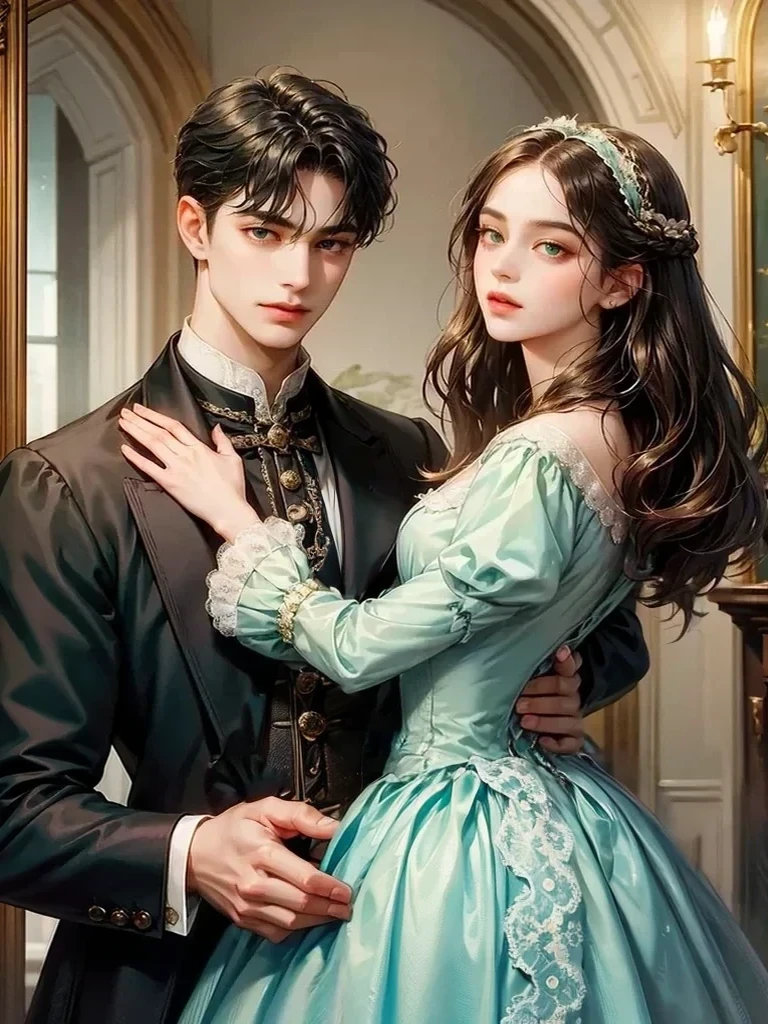 He wears a black male Victorian era dress