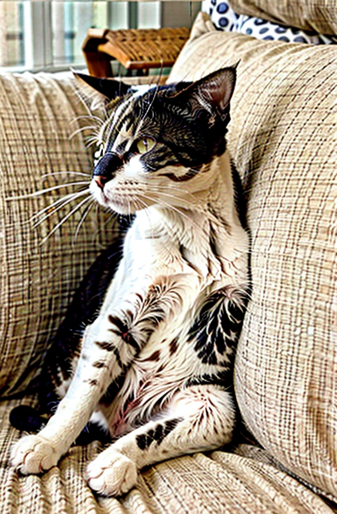 Cat, white, realistic, sleeping,
