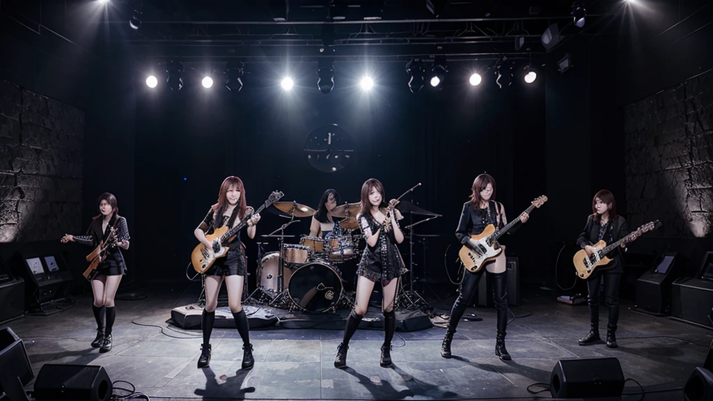 female j-rock band in moonlight