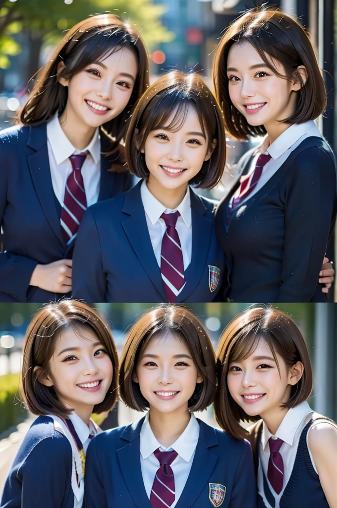 ３Beautiful women in school uniforms,3 girls,smile